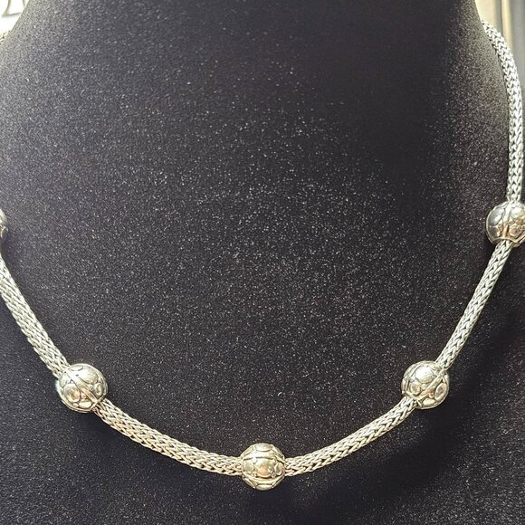 Jewelry - 925 Sterling Silver Foxtail Wheat Kali Ball Station Necklace 16” 48g